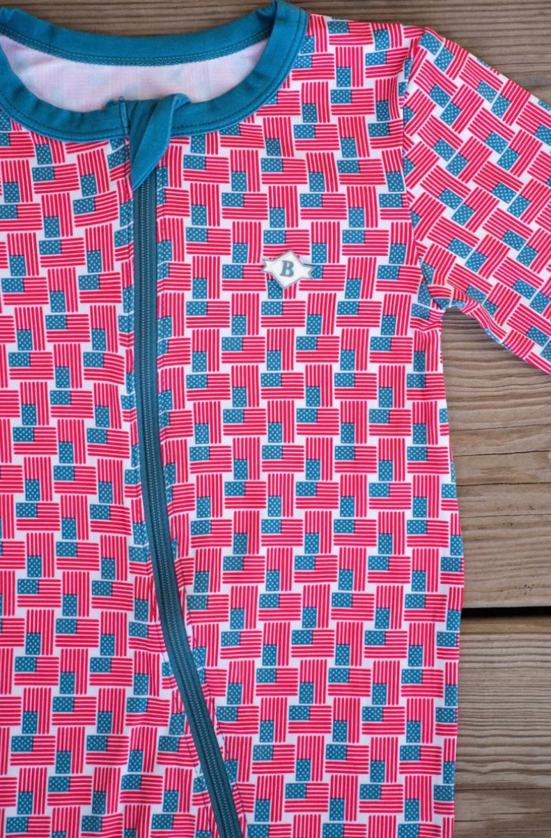 American Flag Baby Zip Up Burlebo