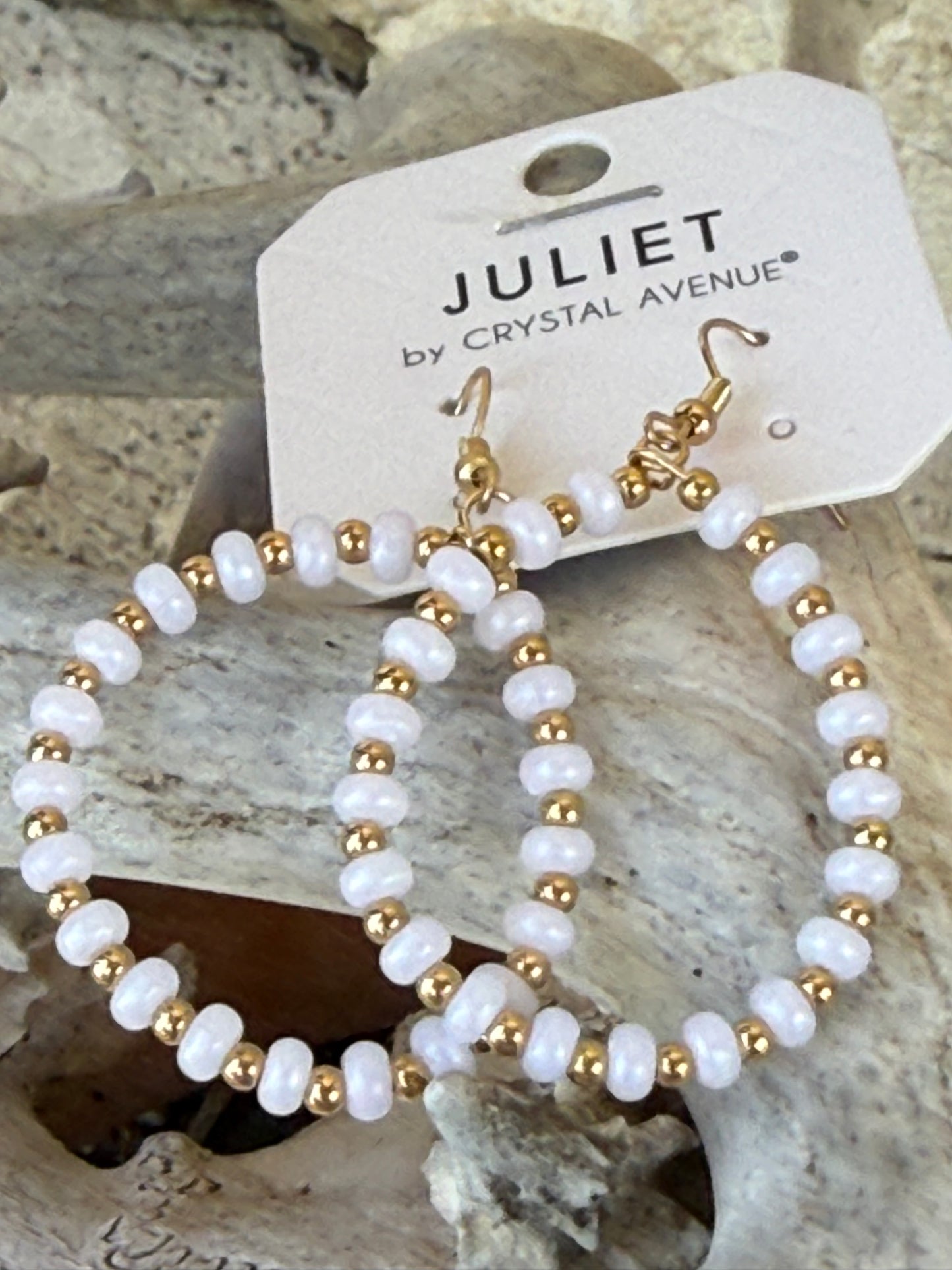 Pearl and Gold Seed Bead Drop Juliet Earrings
