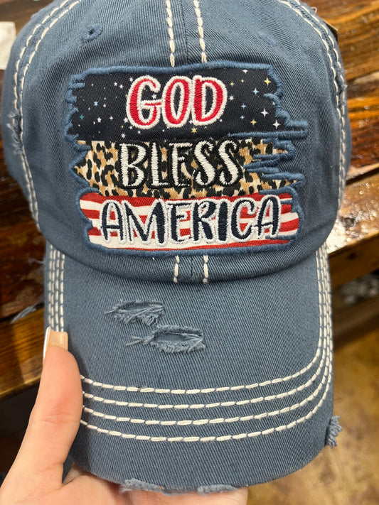 GOD BLESS AMERICA WASHED VINTAGE HAT
