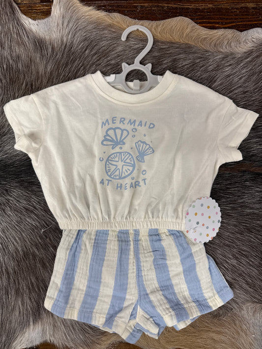 Mermaid At Heart With Shells 2 pc Shorts and Crop Top Outfit
