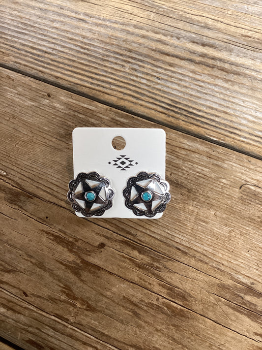 Turquoise sliver star earrings