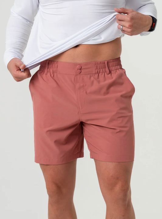 Red Clay Everyday Shorts with Fish Pocket Burlebo Original 7”
