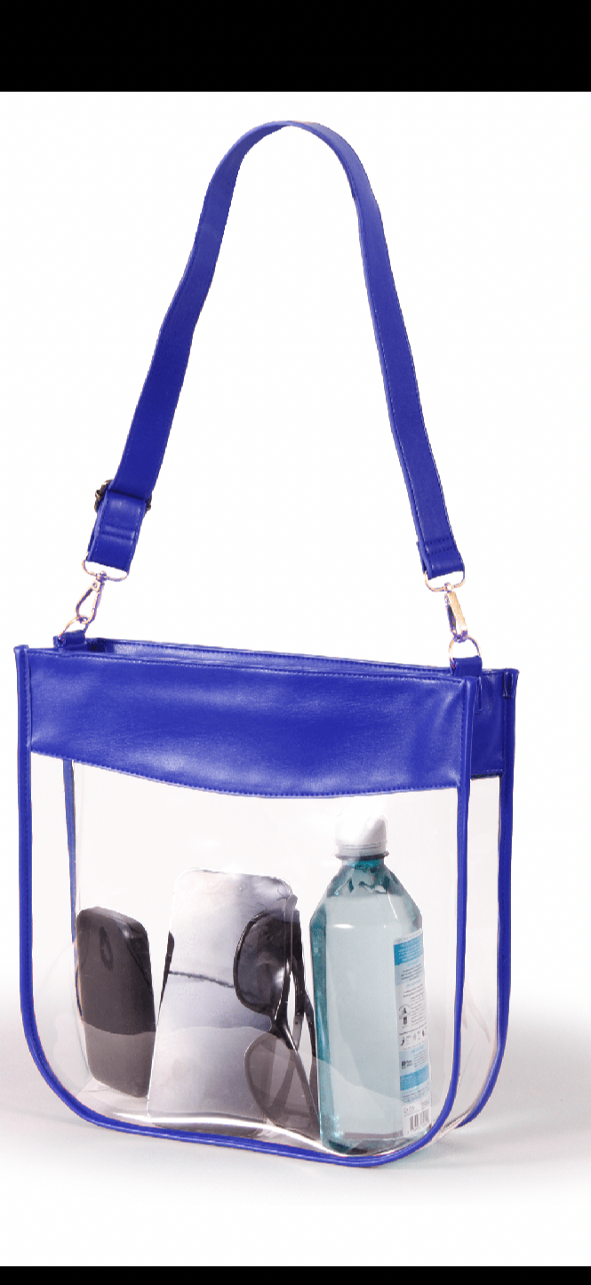 Gators Royal Blue Large clear Purse with Zipper and Removable Skinny scarf accessory