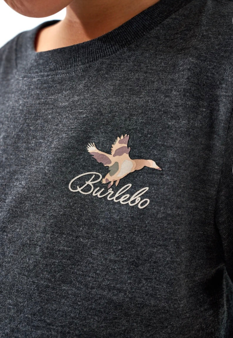 Youth Heather Black Ducks Flying In Tee Burlebo