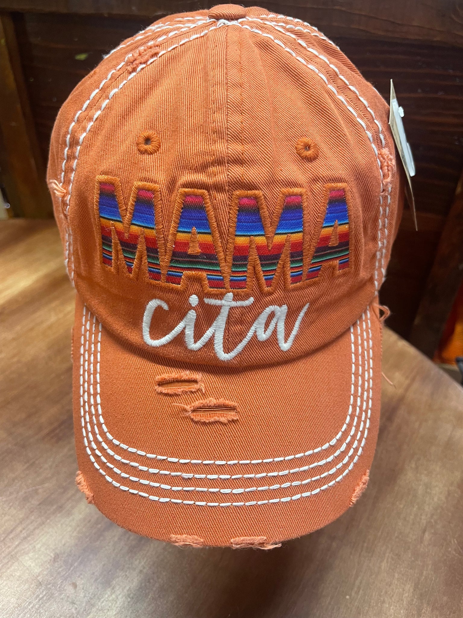 Rustic Orange Serape Mamacita ball cap