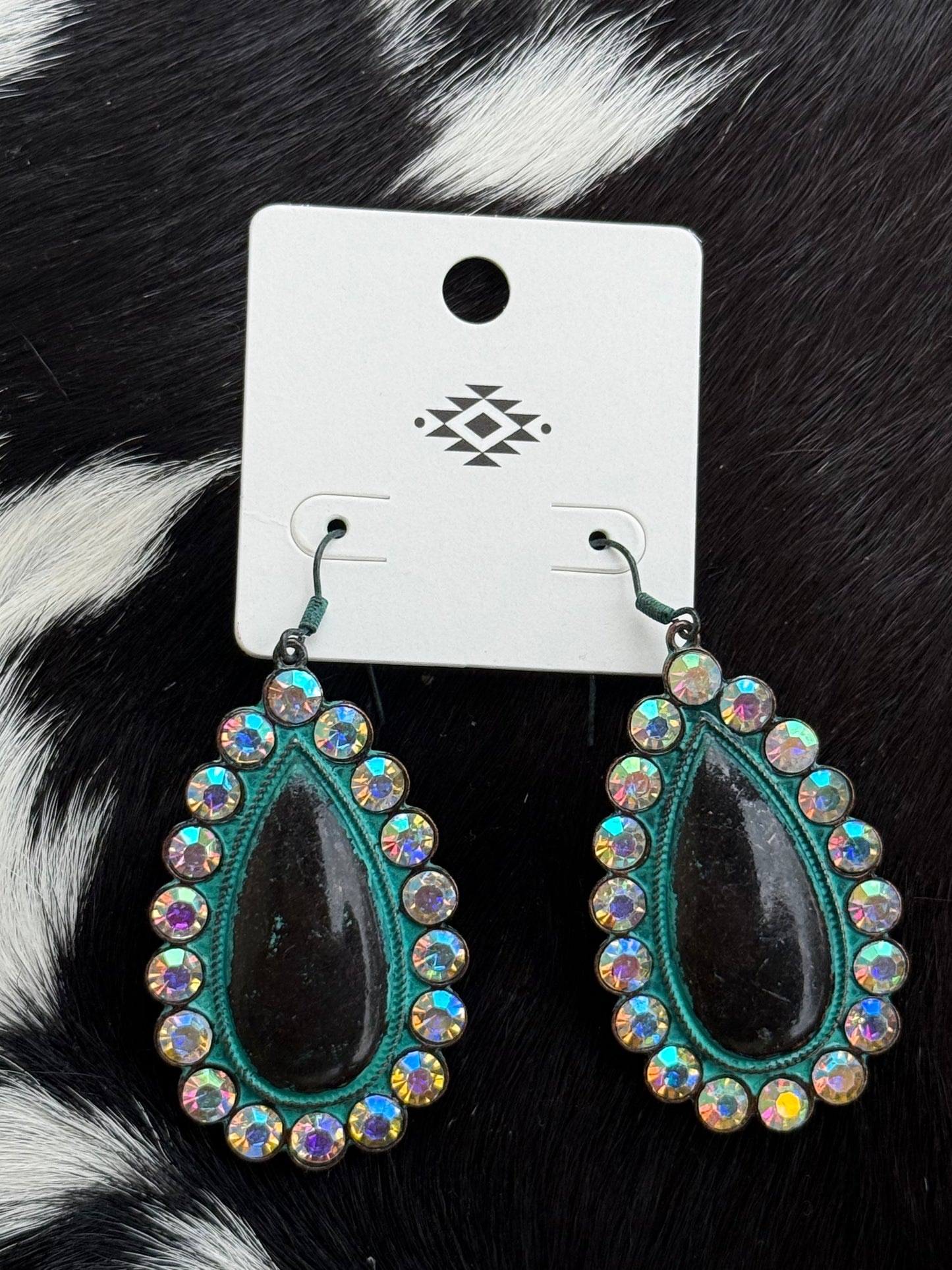 Patina Bling Teardrop Earrings