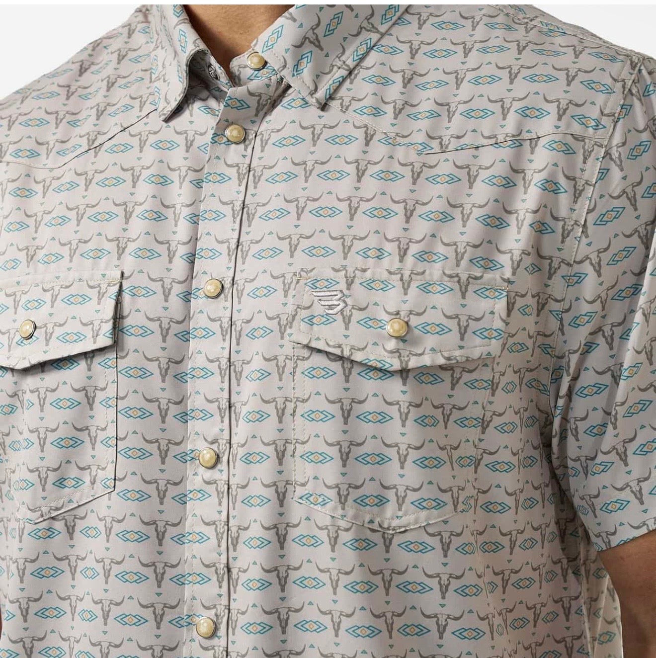 Skull Rancher Burlebo Performance Western Pearl Snap Shirt Tx/Fl PWS-SKLR