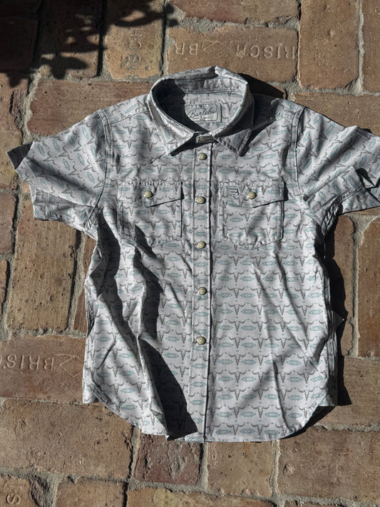 Skull Rancher Youth Burlebo Western Performance Shirt Pearl Snaps Y-PWS-SKLR Tx/Fl