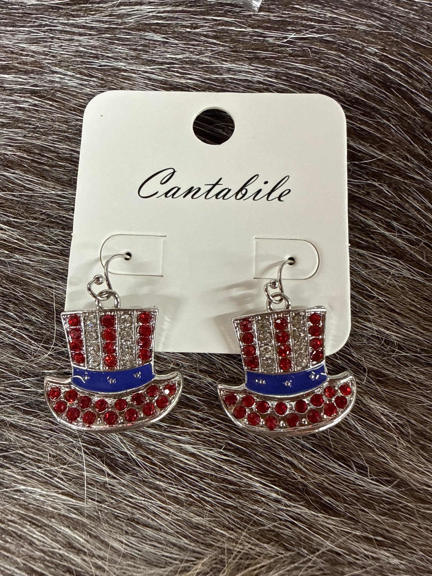 America Hat Red White Blue Earrings