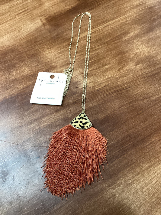 Rust color silk tassel necklace