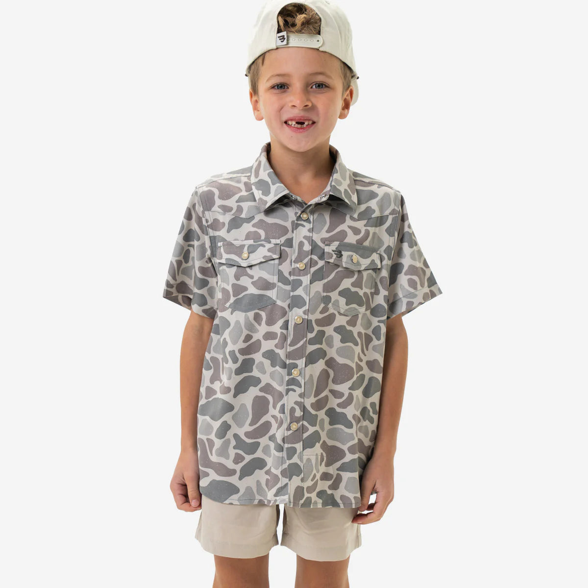 Youth Classic Deer Camo Western Performance shirt with Pearl Snaps Burlebo FL