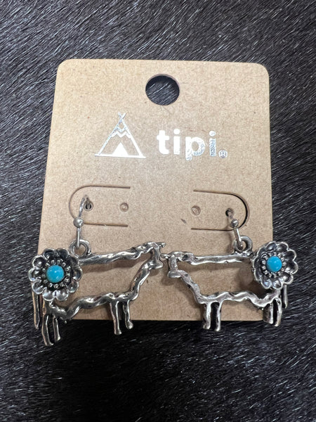 Silver and Turquoise Farm Animal Earrings