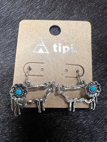 Silver and Turquoise Farm Animal Earrings