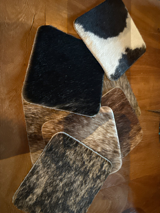 Square Cowhide Coasters Hides and Skins