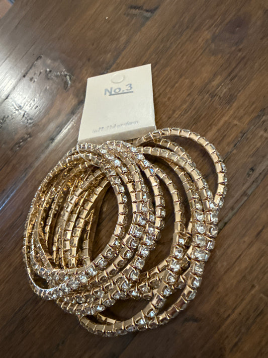 No. 3  Gold and Crystal 10 Strand Bracelet set