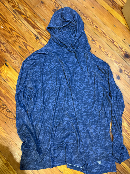Marsh Camo Navy Performance Hoodie UPF 50 Sun Protection Burlebo PH-MSHC-NVY Tx