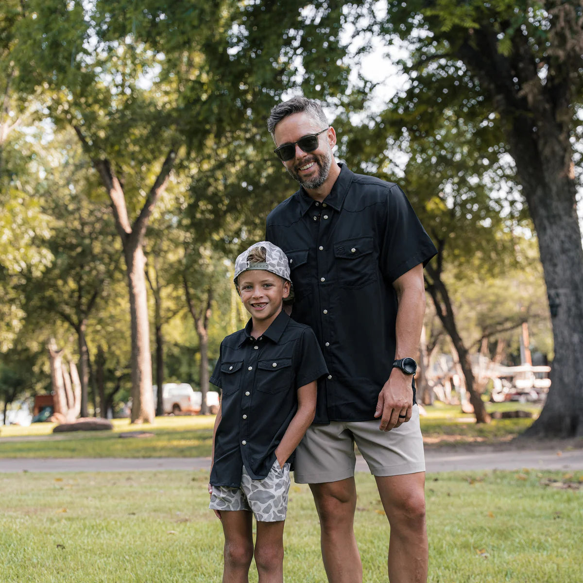Black Performance Western shirt Youth with Pearl Snaps