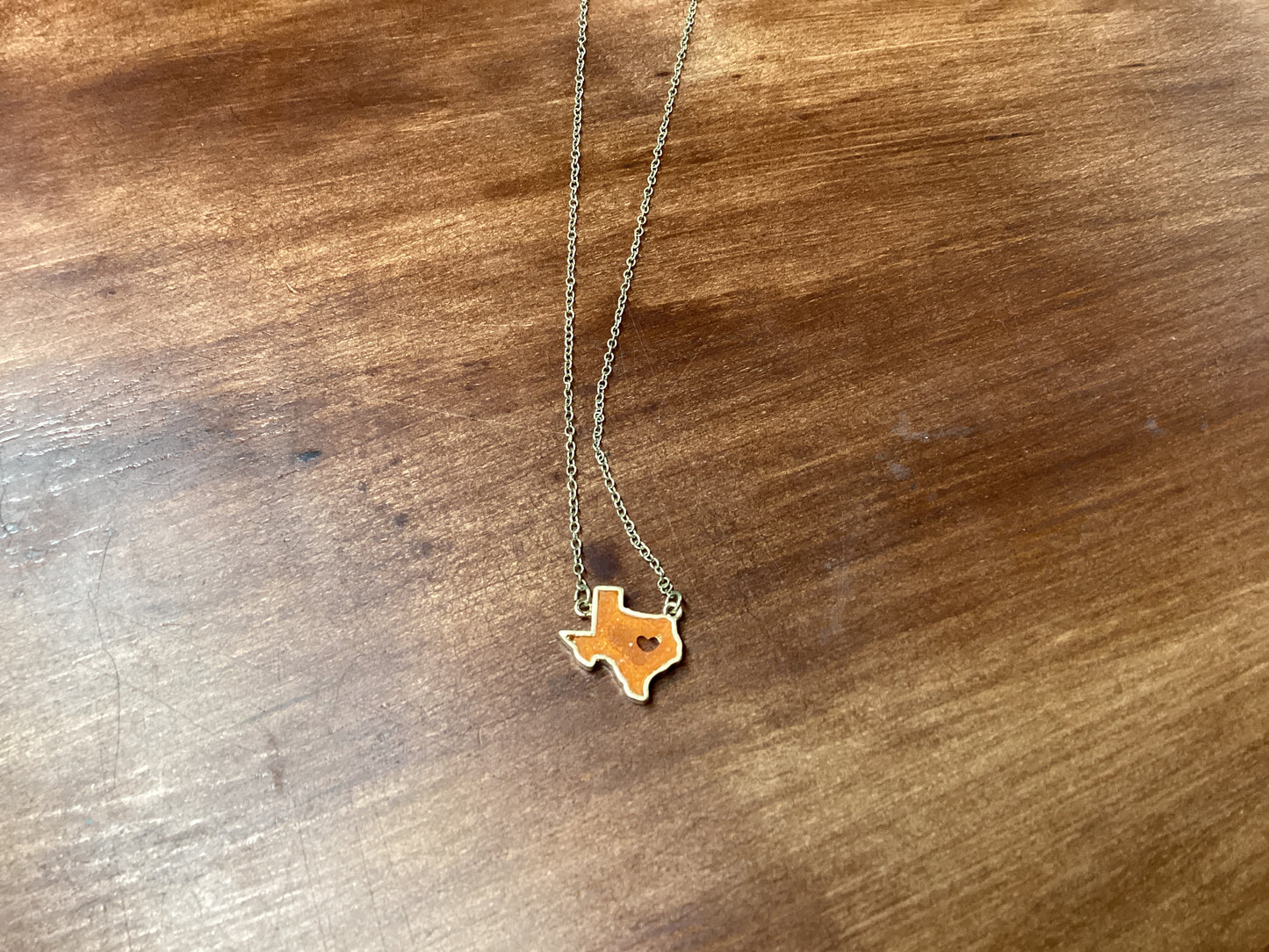 Orange druzy Tx necklace