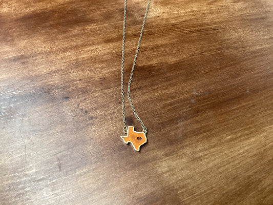 Orange druzy Tx necklace