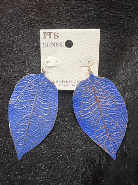 Large Leaf Metal Earrings (Multi Color) Ace