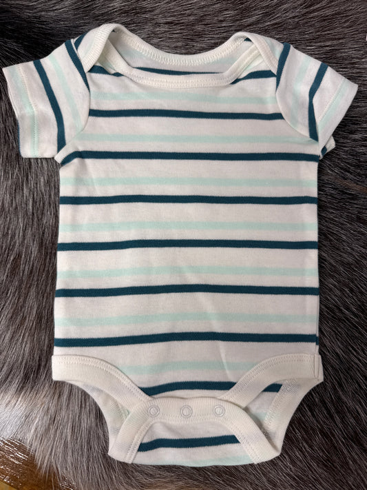 Green And Cream Striped Onesie