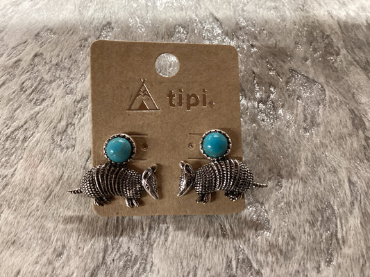 Silver armadillo earrings