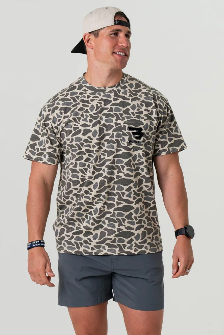 Classic Deer Camo Flying B Short Sleeve T shirt With Pocket Burlebo