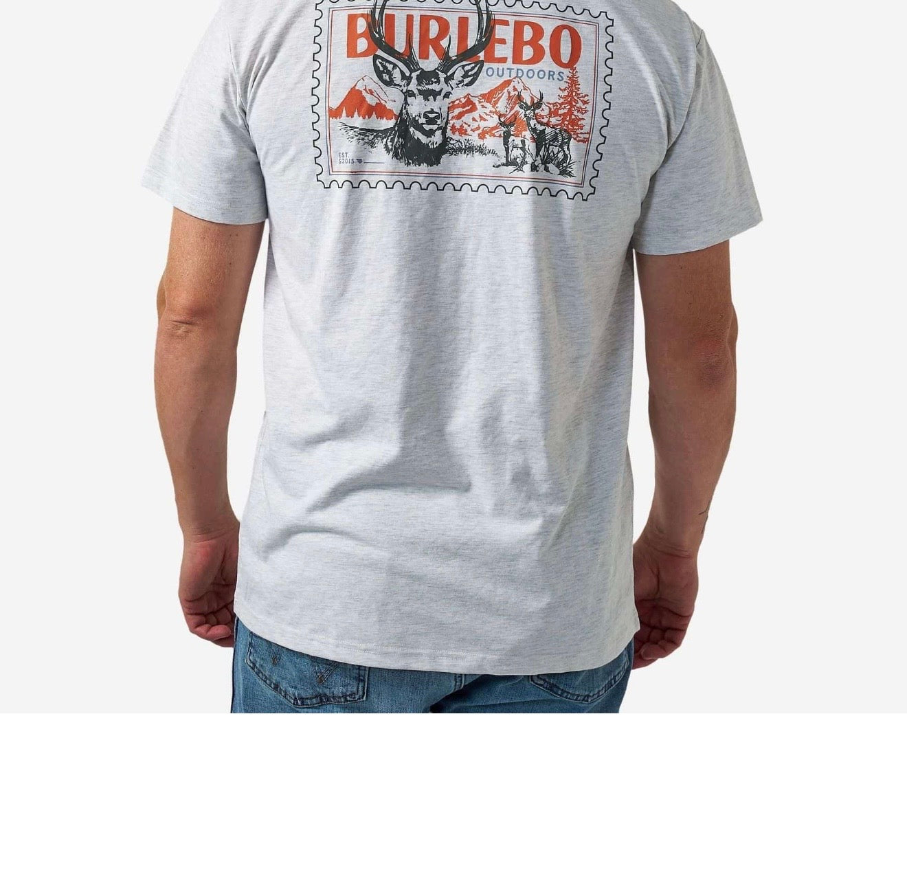 Buck Stamp Ash Gray Burlebo T Shirt SST-BKST-AG FI/ Tx