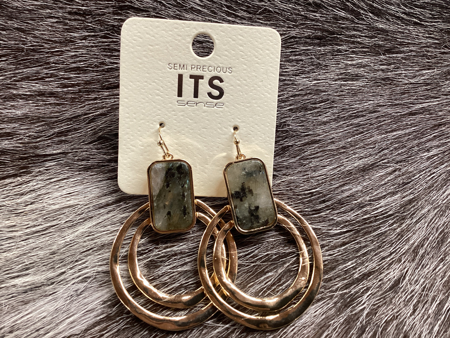 Gold Hoops/Marble stone earrings