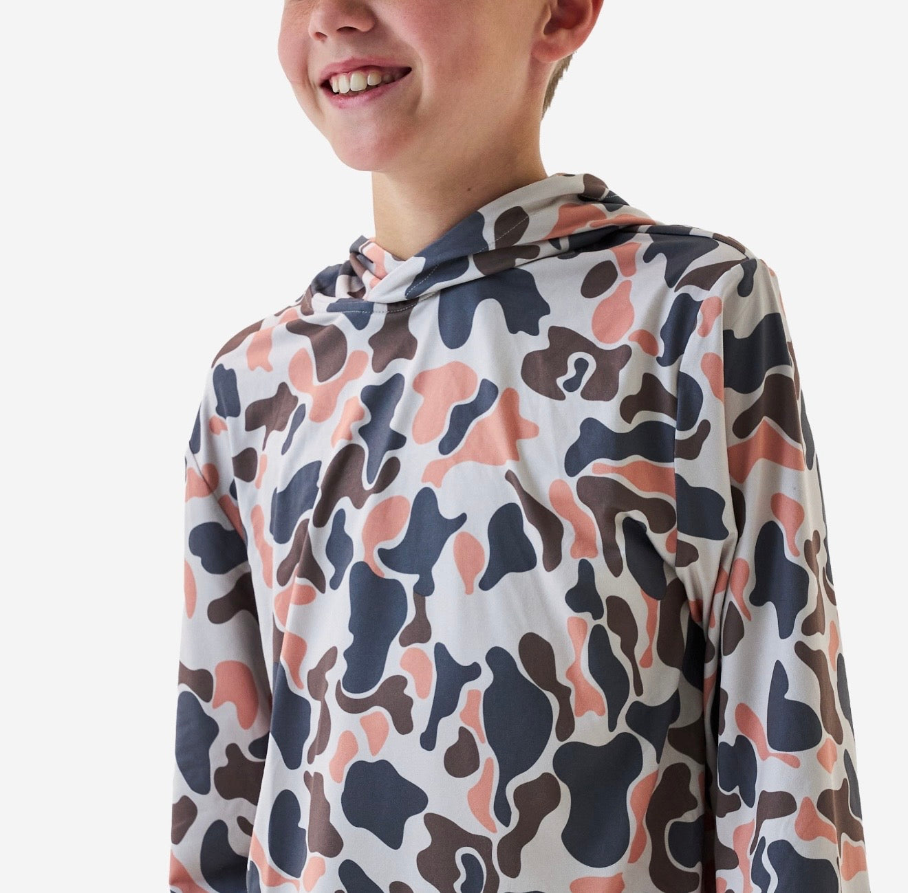 Vintage Camo Burlebo Youth Performance Hoodie With UPF 50 Sun Protection Tx/ Fl