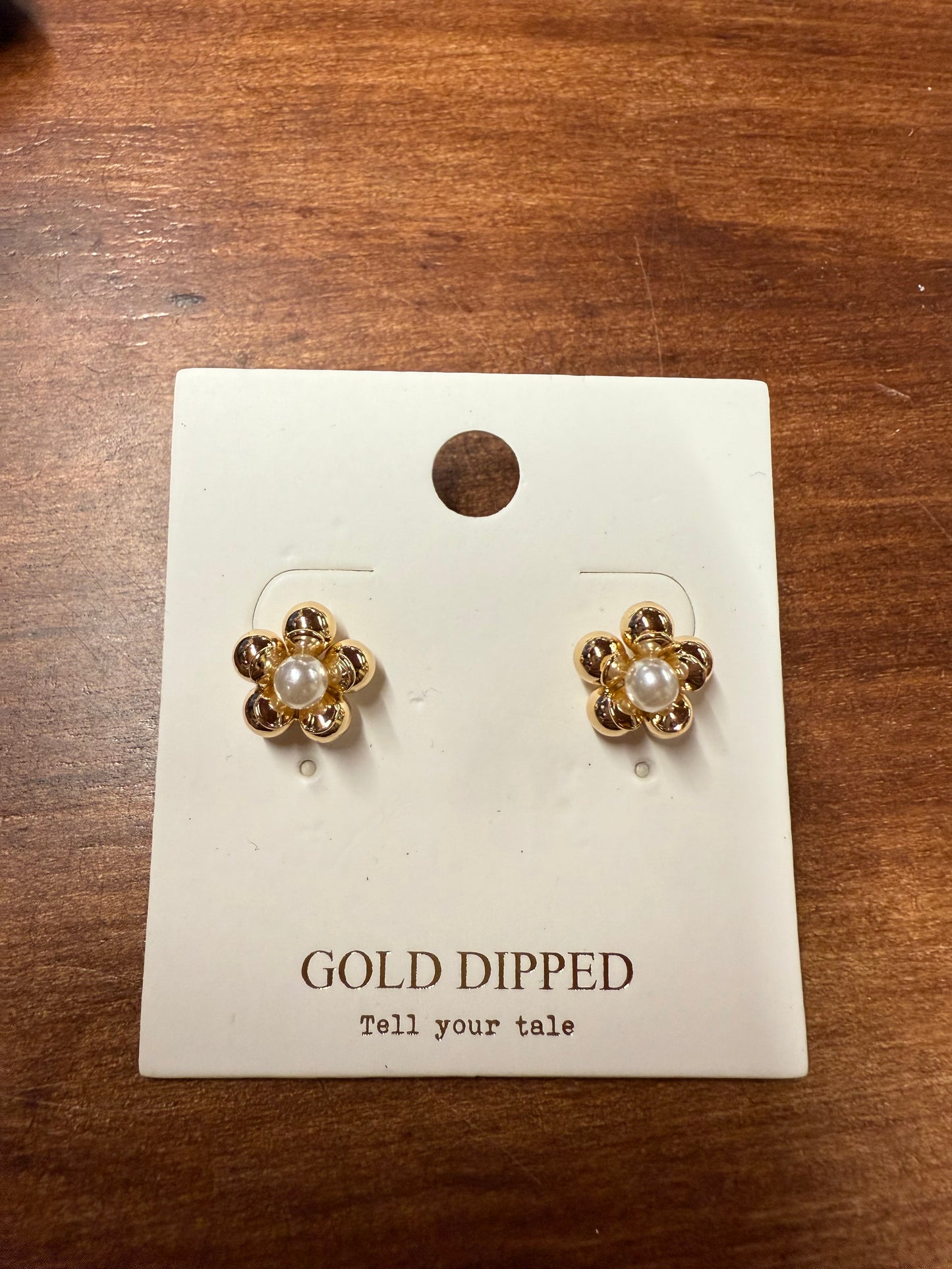 Flower with Pearl Center Earrings