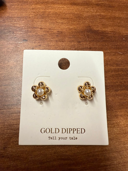 Flower with Pearl Center Earrings