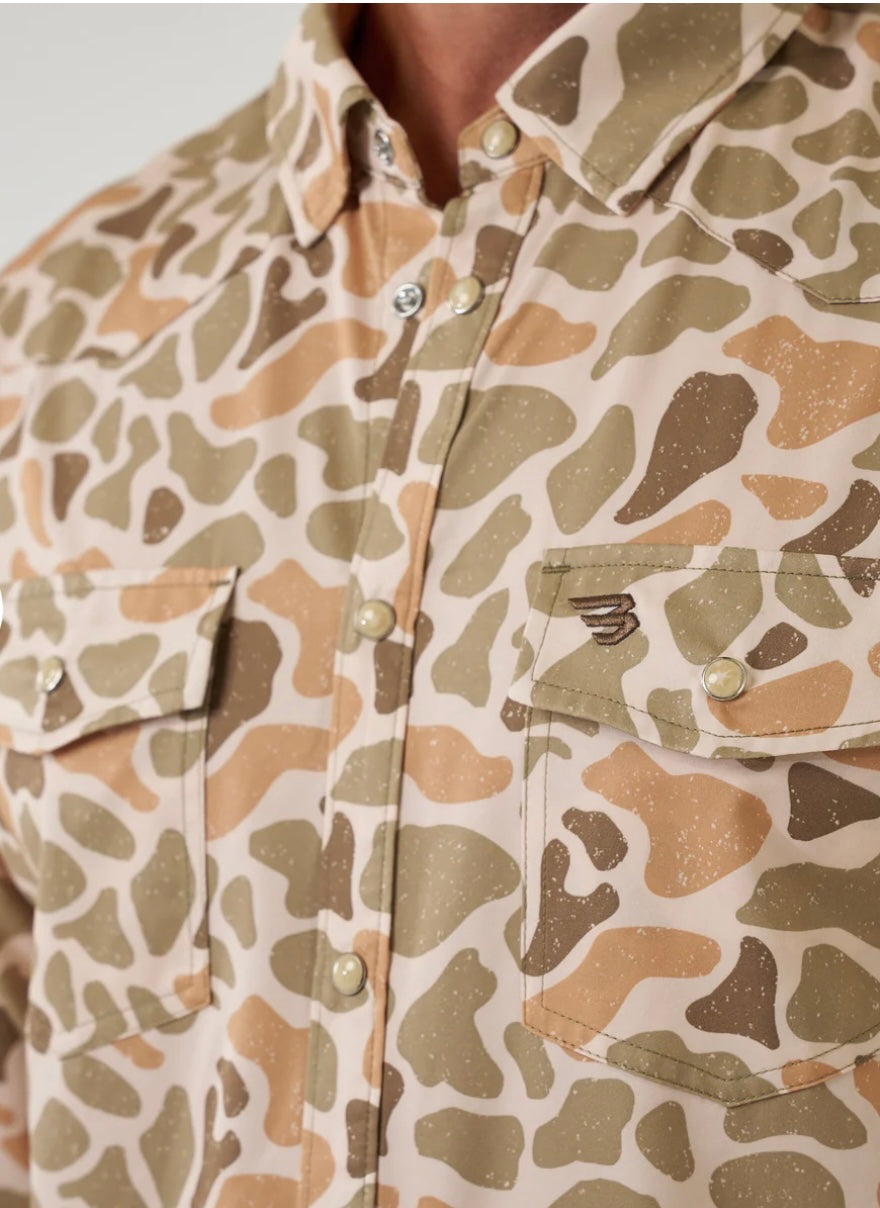 Venado Camo Long Sleeve Performance Western Shirt With Pearl Snaps Burlebo