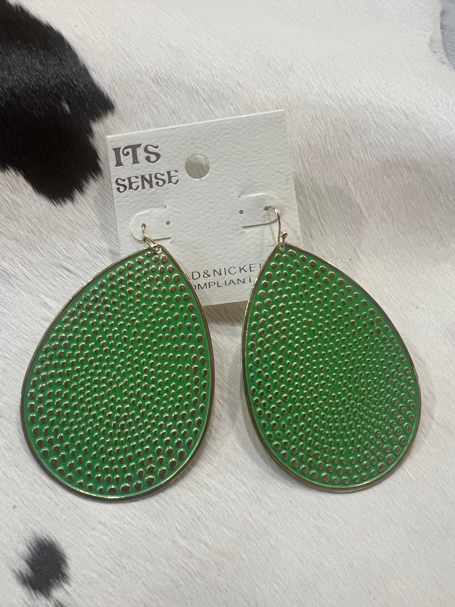 Green Large Metal Dot Earrings Ace