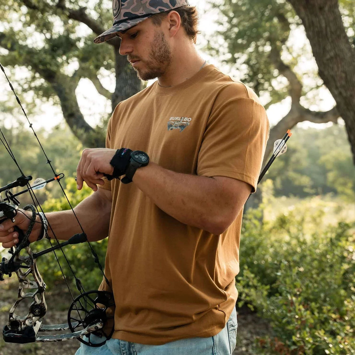 Bow Hunter Light Brown Burlebo Short Sleeve T Shirt SST-BOWH-LB Tx