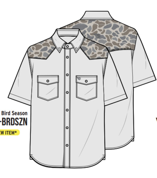 Bird SZN Youth Burlebo Performance Western Shirt Tx FL Y-PWS-BRDSZN