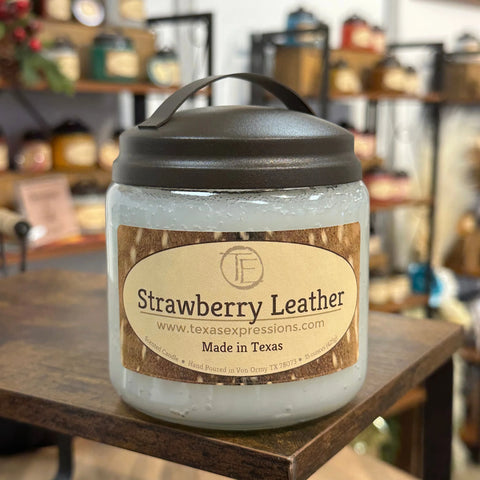 Strawberry Leather Texas Expressions Candle 16 Oz