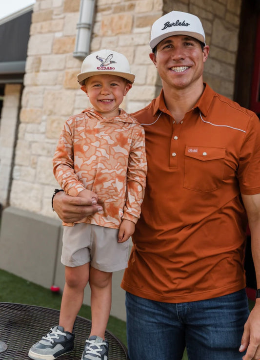 Orange Pearl Snap Performance Polo Burlebo