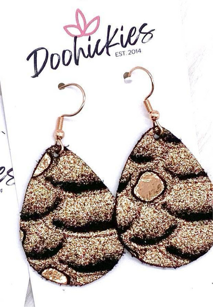 Rose Gold Snakeskin Teardrops -Earrings: 1.5" Doohickie