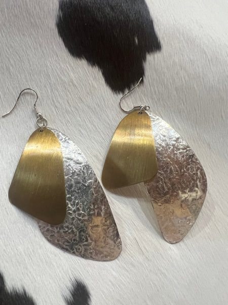 Metal Two Tone Earrings Ace