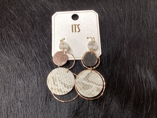 IT’S gold tone faux snakeskin round earrings