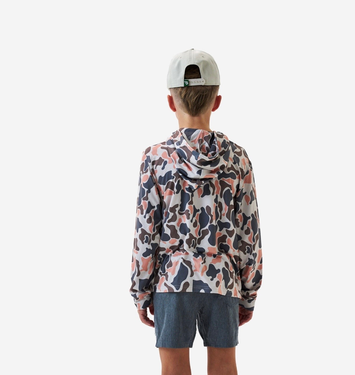 Vintage Camo Burlebo Youth Performance Hoodie With UPF 50 Sun Protection Tx/ Fl