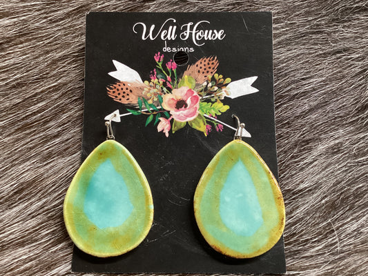 Turquoise teardrop Clay earrings