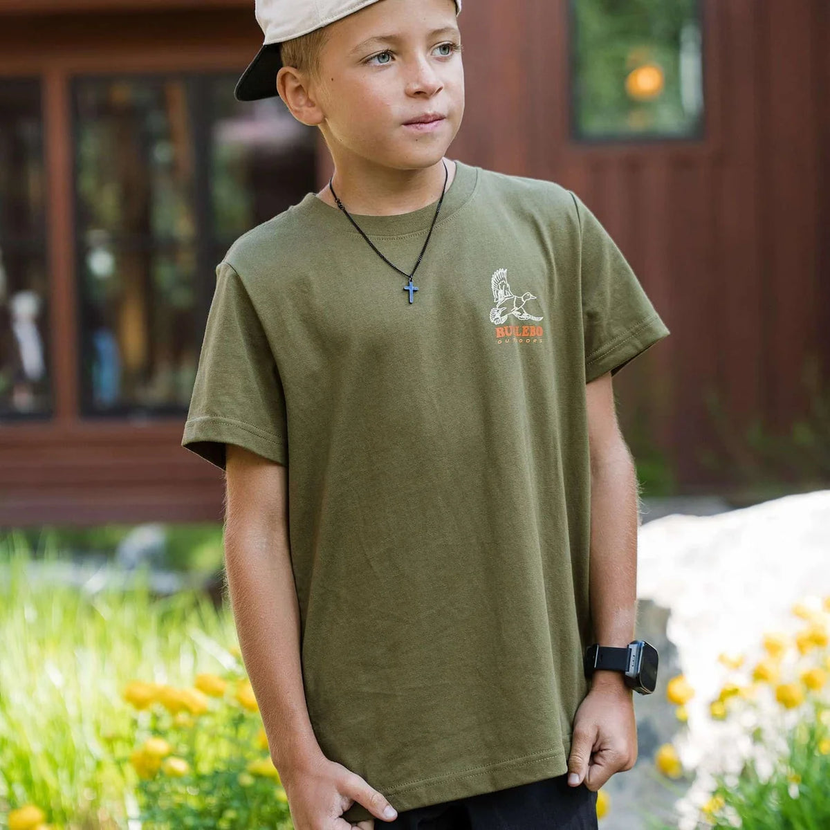 Duck Wild Hunter Green Youth T shirt