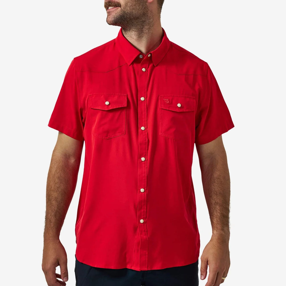 Red Performance Western Pearl Snap Burlebo Shirt