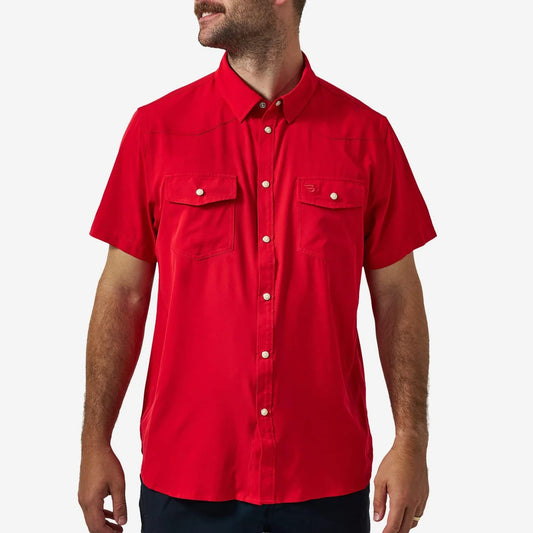 Red Performance Western Pearl Snap Burlebo Shirt