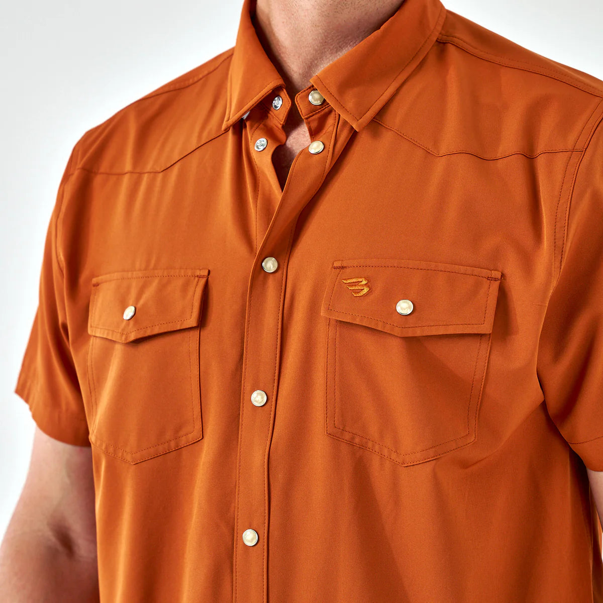 Orange Burlebo Performance
Western Shirt With Pearl Snaps
Short Sleeve