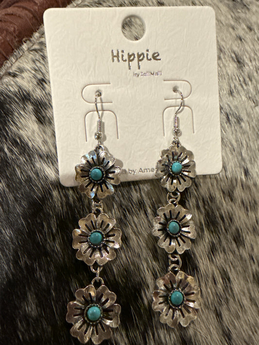 Triple Western Flower Hippie Earrings