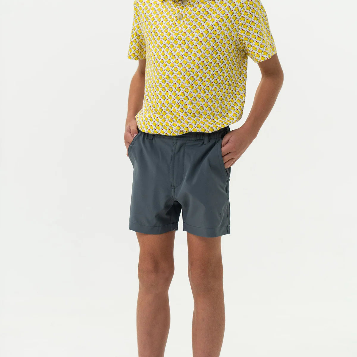 River Rock Grey Youth Everyday Shorts  with Classic Deer Camo pocket Burlebo (FL)