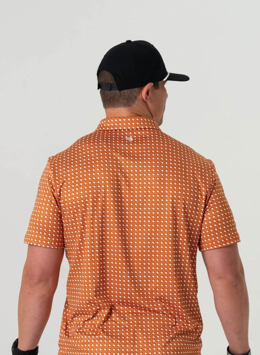 Texas Orange & White Performance Polo Burlebo
